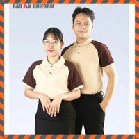 Áo Thun Đồng Phục Quán Tay Raglan Cổ Trụ Màu Cà Phê Phối Nâu, Áo Polo Nam Nữ Có Nhận In Ấn