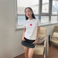 Áo Thun Form Fit Mẫu Kẹo Trái Tim. Áo Baby Tee Chất Cotton Co Giãn, Mềm Mịn, Thoáng Mát