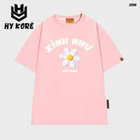 Áo Thun Form Rộng HY KOREA In Hình XINH NHƯ HOA 2556 Mềm Mịn Vải cotton 75% Tay Lỡ