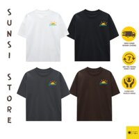 Áo thun form rộng nam nữ, áo thun chất cotton 100%, 4 màu trung tính trẻ trung hiện đại với hình in Sunshine - SSH18