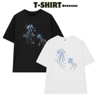 Áo Thun Form Rộng Nam Nữ Unisex Trơn Tay Ngắn In 2 SỨA BIỂN XANH Basic Oversize