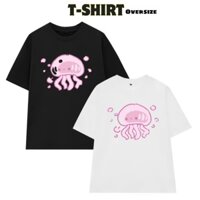 Áo Thun Form Rộng Nam Nữ Unisex Trơn Tay Ngắn In SỨA BIỂN HỒNG Basic Oversize