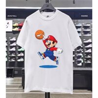 Áo thun form rộng nam nữ(mario bóng rổ)