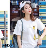 Áo thun form rộng tay lỡ Hình con hươu cao cổ (Mẫu 1) - I4455