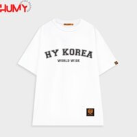 Áo thun form rộng tay lỡ unisex cao cấp in hình Hy korea World wide