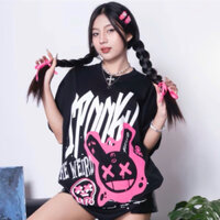 Áo thun form rộng unisex, Tay lửng ,cổ tròn oversize 40-75kg ,cotton