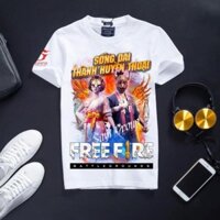 Áo Thun Free Fire cổ tròn màu trắng thẻ vô cực mùa 1