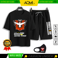 Áo thun FREE FIRE COMBO Áo thun + Quần + Khẩu trang. RANK HOLO - RANK HUYỀN THOẠI
