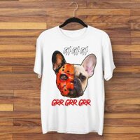 ÁO THUN FRENCH BULLDOG CHCHCH GRR HALLOWEEN UNISEX NAM NỮ THỜI TRANG AOMI PHONG CÁCH HÀN QUỐC TAY NGẮN TAY LỠ CÓ SẴN - XS,TRẮNG