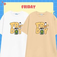 Áo thun FRIDAY vải cotton oversize tay lỡ form rộng