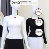 Áo Thun Gân Body Cổ Tròn Khoét Giọt Nước Đính Trái Tim