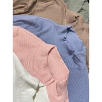 Áo thun gân dài tay cổ 3 phân màu Basic- Áo thun mùa thu dành cho nữ