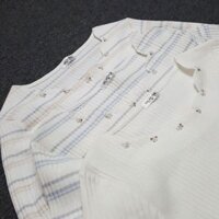 Áo thun gân dài tay cổ đính ngọc Glacier xuất Nhật