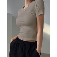 Áo thun gân màu trơn