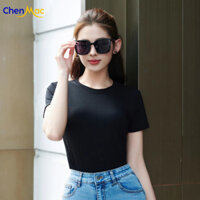 Áo thun gân nữ CHENMAC tay ngắn cổ tròn, form ôm gọn dáng vải CoolAir mềm mại, co dãn, thoáng khí ATF011