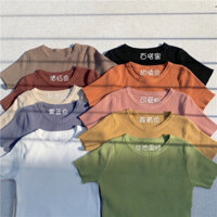 áo thun gân nữ màu xanh