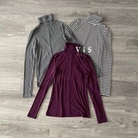 ÁO THUN GÂN NỮ TAY DÀI SỌC NGANG CỔ LỌ