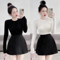 Áo Thun Gân Tăm Cổ Tròn Tay Dài - Nhi Clothing