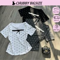 Áo Thun Gân Tăm Tay Ngắn Cổ Vuông Bigsize Dáng Ôm Body Viền Ren 50-95kg