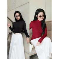 Áo thun gân tay dài cổ lọ thời trang