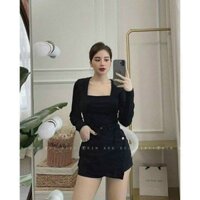 Áo thun gân tay dài cổ U