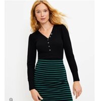 Áo thun gân tay dài puff cổ henley L0ft xuất khẩu