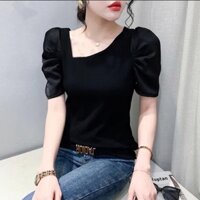 Áo thun gân tay lụa