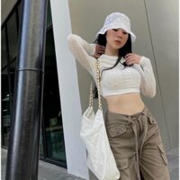 ÁO THUN GÂN XƯỚC TAY DÀI DÁNG CROPTOP