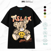 Áo Thun Gấu Relax Form Rộng Hai Màu Đen Trắng, Áo Phông Tay Lỡ Nam Nữ Chất Liệu Cotton Họa Tiết Basic Kunshop