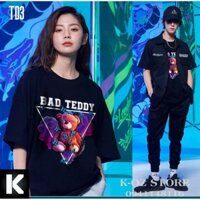 áo thun GẤU TEDDY tay lỡ TD3 OVERSIZE UNISEX (2 Màu ĐEN-TRẮNG)  Mẫu đẹp