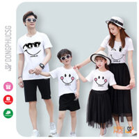 Áo thun gia đình 345 người Đồ đôi mẹ và bé giá rẻ Đồng phục cả nhà Màu trắng GD290T2 - Áo Bé Gái - Size 1