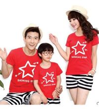 Áo Thun Gia Đình Cổ Tròn Màu Đỏ Shining Star