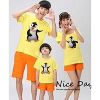 ÁO THUN GIA ĐÌNH HỌA TIẾT CHIM CÁNH CỤT - ÁO HẠNH PHÚC