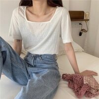 Áo thun giấy basic cổ vuông