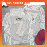 Áo thun giới tính from rộng dáng unisex cổ tim hoạ tiết ngôi sao 5 cánh số 7 phối lưới