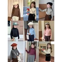 Áo thun giữ nhiệt cổ lọ cho bé gái DMINT chất thun cotton co giãn giữ ấm - Quần áo trẻ em AMBBKIDS