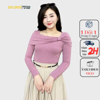Áo thun giữ nhiệt nữ dài tay phối nơ ngực chất cotton Nhật  co giãn 4 chiều Evalover boutique