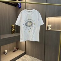 Áo thun Gucci1349 Dạo Phố Cotton Nguyên Chất Tay Ngắn Thời Trang Hợp Thời Trang Áo Thun Cặp Đôi