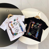 Áo Thun Gucci2563 Bé Trai Bé Gái Trẻ Em Phong Cách Mới In Chữ Cotton Thoáng Khí Tay Ngắn Hàng Đầu Hợp Thời Trang Thương Hiệu Áo Thun