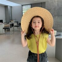 Áo Thun Hai Dây Dệt Kim Màu Sắc Trơn Phong Cách Hàn Quốc Thời Trang Mùa Hè Dành Cho Bé Gái
