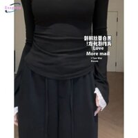 Áo thun hai mảnh thêu ren màu đen Áo sơ mi đáy