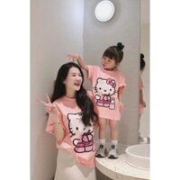 Áo thun hello kitty cho mẹ và bé, áo thun gia đình fom xuông,unisex,TPKIDS,[M1008]