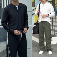 Áo thun henley Nam dài tay KAF, áo cổ tròn dệt gân waffle - GATE6 - 5244