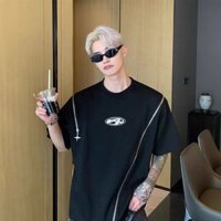 Áo thun High Street Top Nam Thiết Kế Niche Không Đều Giải Cấu Trúc Dây Kéo Nửa Tay Nam Mùa Hè 2024 Dạo Phố Nửa Tay Nam