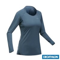 Áo thun hiking dài tay mh550 cho nữ xanh xám DECATHLON quechua mã 8569507