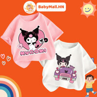 Áo thun hình Kuromi bé gái BABYMALL áo phông cho bé cộc tay chất cotton thoáng mát in 3D xuất khẩu 100-150cm