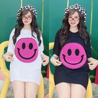 Áo Thun Hình Thêu Mặt Cười Hồng Nổi Quảng Châu Cao Cấp - ATT33