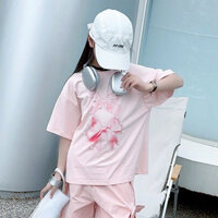 Áo thun hồng cho bé gái AG899 SIZE ĐẠI 120-170, in hình nơ đính ngọc trai, thời trang trẻ em phong cách Hàn Quốc