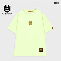 Áo thun HY KOREA form rộng logo thêu Vịt vàng 95 tay lỡ nam nữ