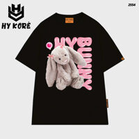 Áo Thun HY KOREA Thỏ Jelly Cat Mắc Cỡ 2554 Siêu Dễ Thương Vải cotton 75% Tay Lỡ Unisex.